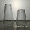 Clear Ribbed Vase home transparent cylinder ribbed glass flower vase Manufactory